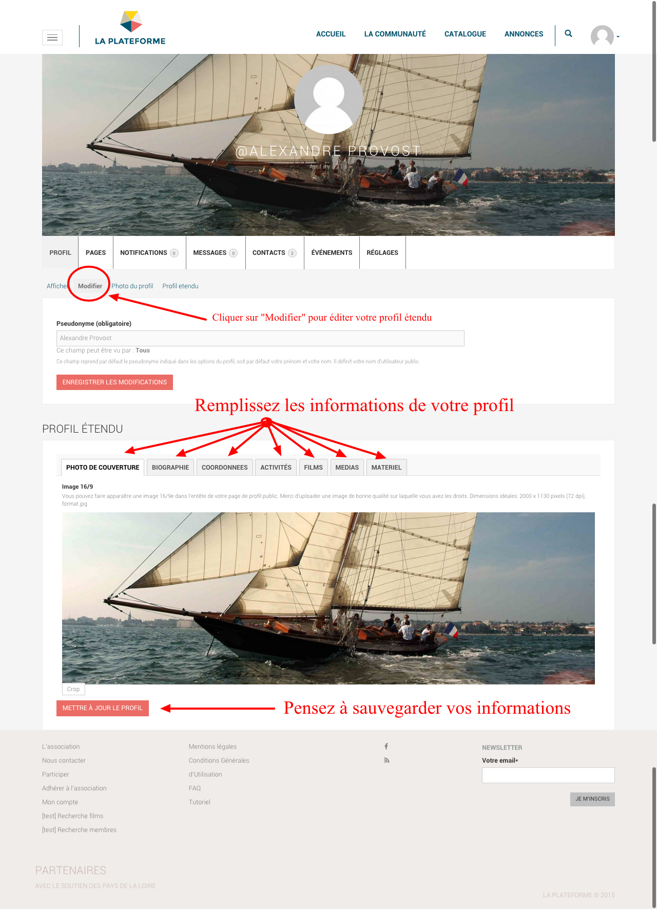 Modifier Profil Alexandre Provost La plateforme